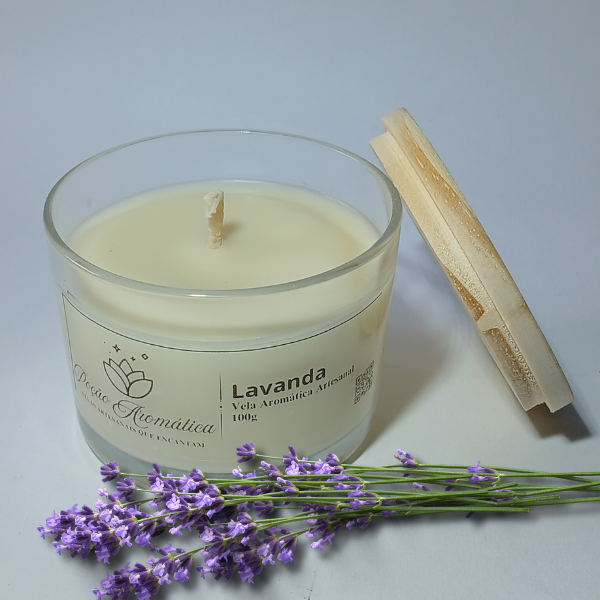 Vela Aromática Lavanda 100g - Cera 100% Vegetal