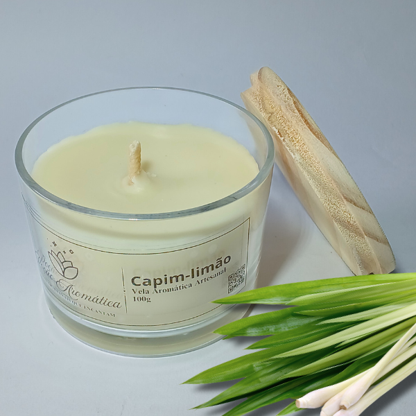 Vela Aromática Capim-limão 100g - Cera 100% Vegetal
